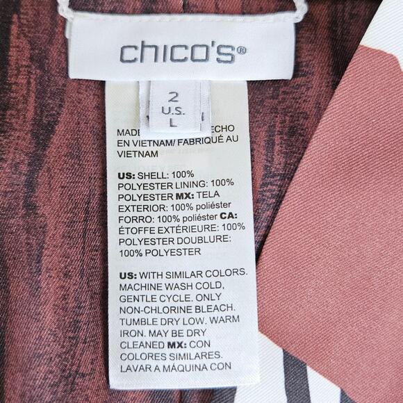 Chico’s Reversible Open Front Cardigan Duster Jacket Size 2 Large Abstract Satin - Picture 11 of 16